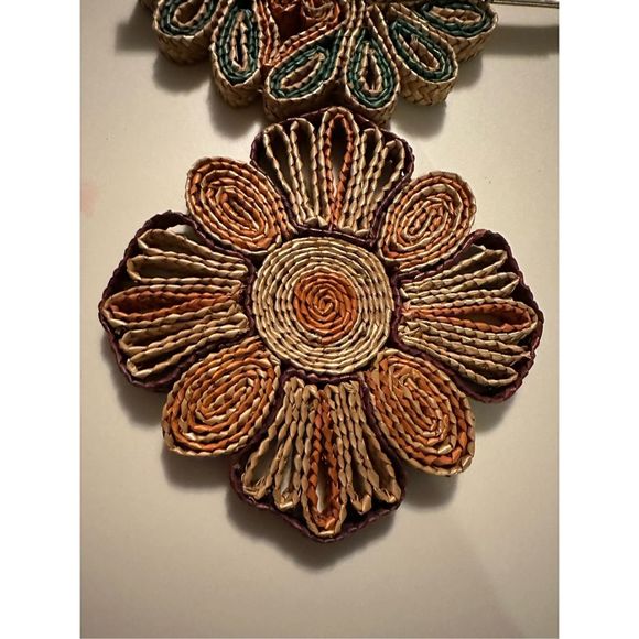 Handcrafted Floral Coasters - Green and Orange - Picture 2 of 8